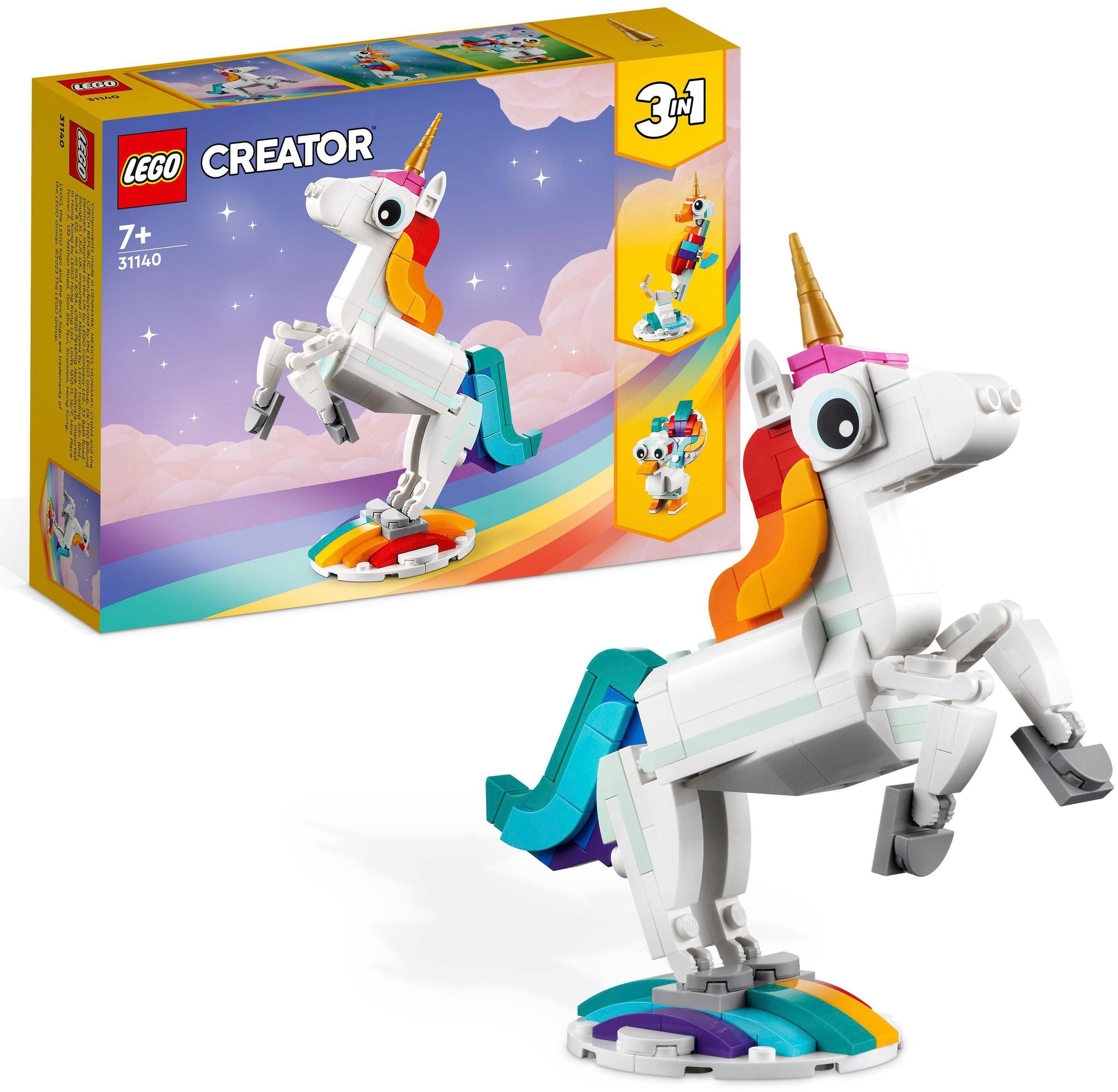 LEGO® Konstruktionsspielsteine »Magisches Einhorn (31140), LEGO® Creator 3in1«