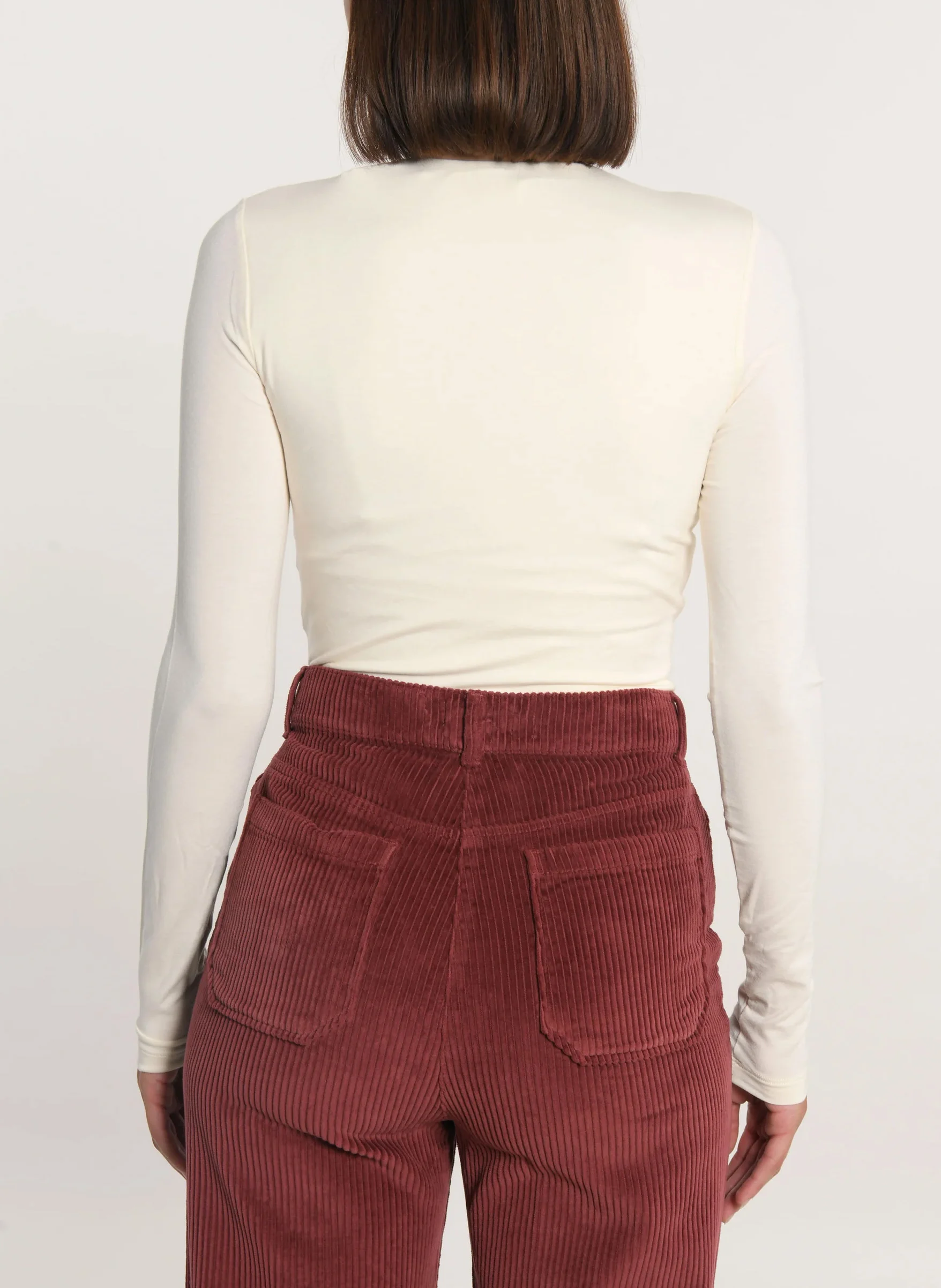 CATHY - Tee-shirt moulant col rond| Blanc
