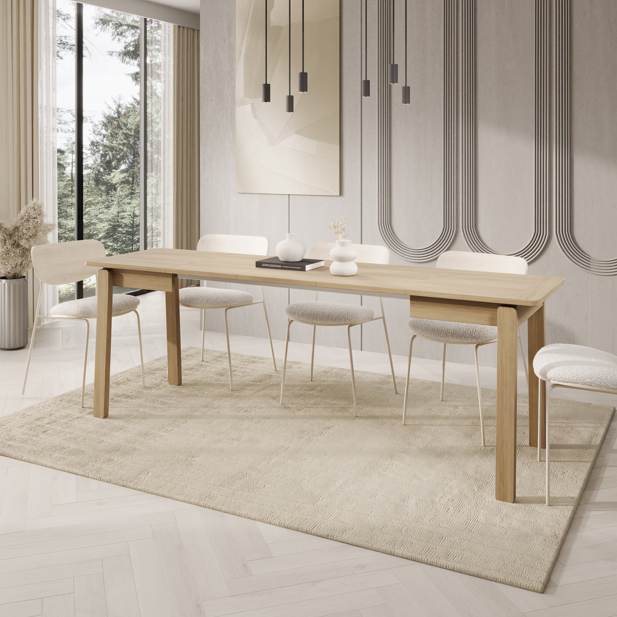Portino - Eetkamertafel - Licht eiken - 104-224x60x77 cm
