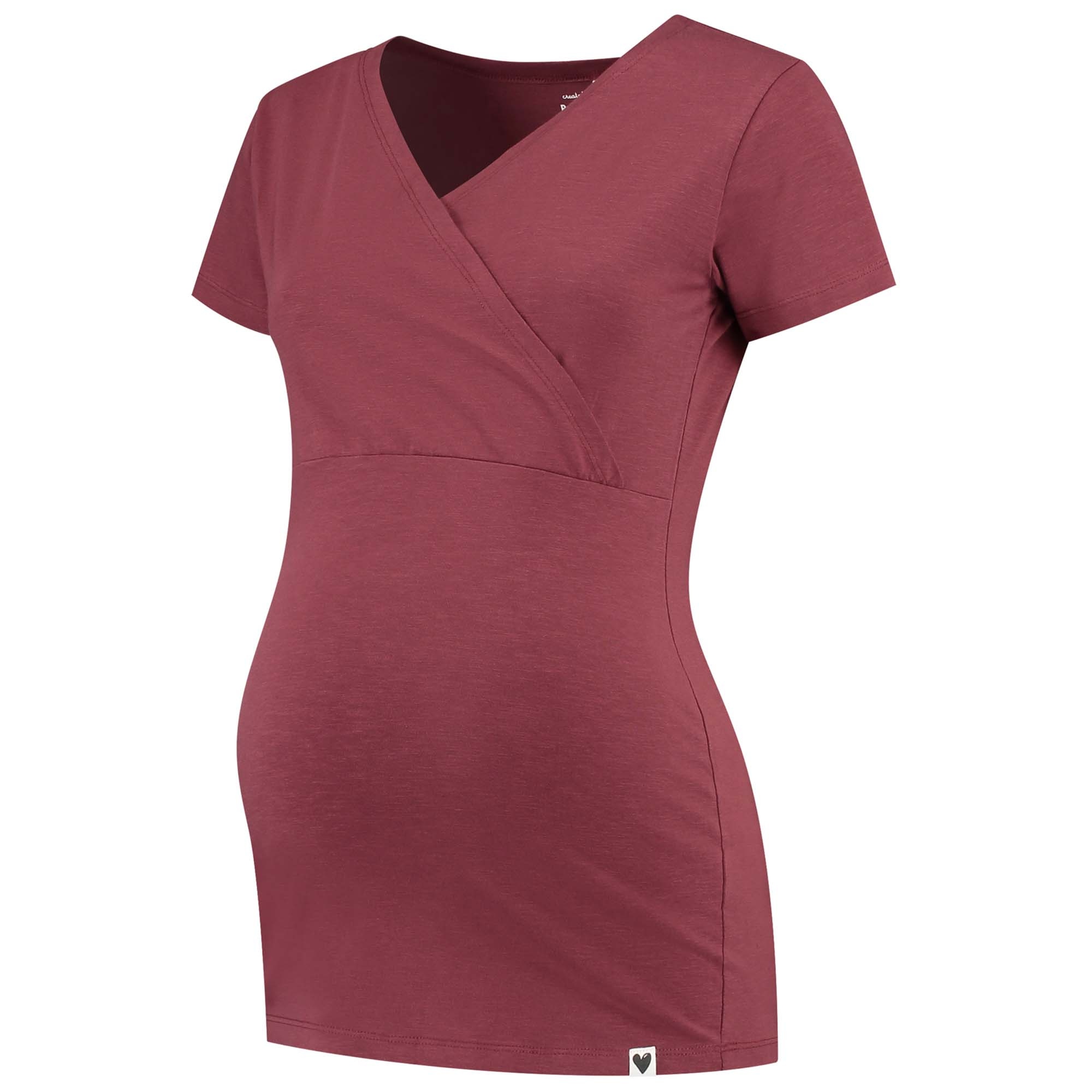 Prénatal zwangerschapspyjama T-shirt korte mouwen effen rood