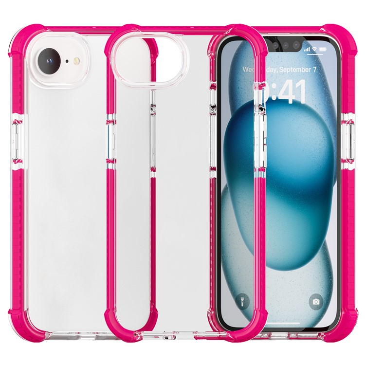 iPhone 16e Hybrid Bumper Hülle mit Air Cushion Fallschutz - Pink / Transparent