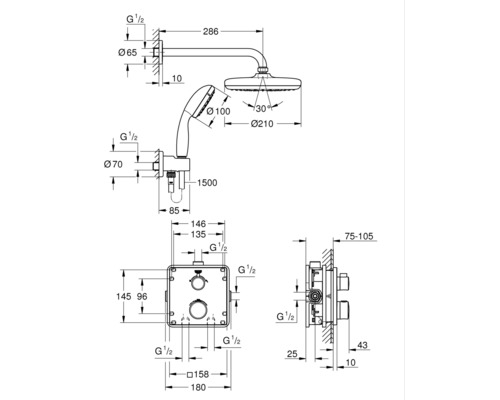 GROHE Inbouw Thermostatische Douche GROHTHERM Chroom 34729000