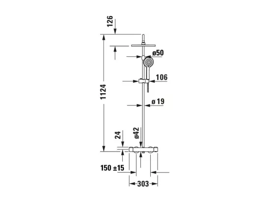 Colonne de douche thermostatique DURAVIT MinusFlow inox brossé