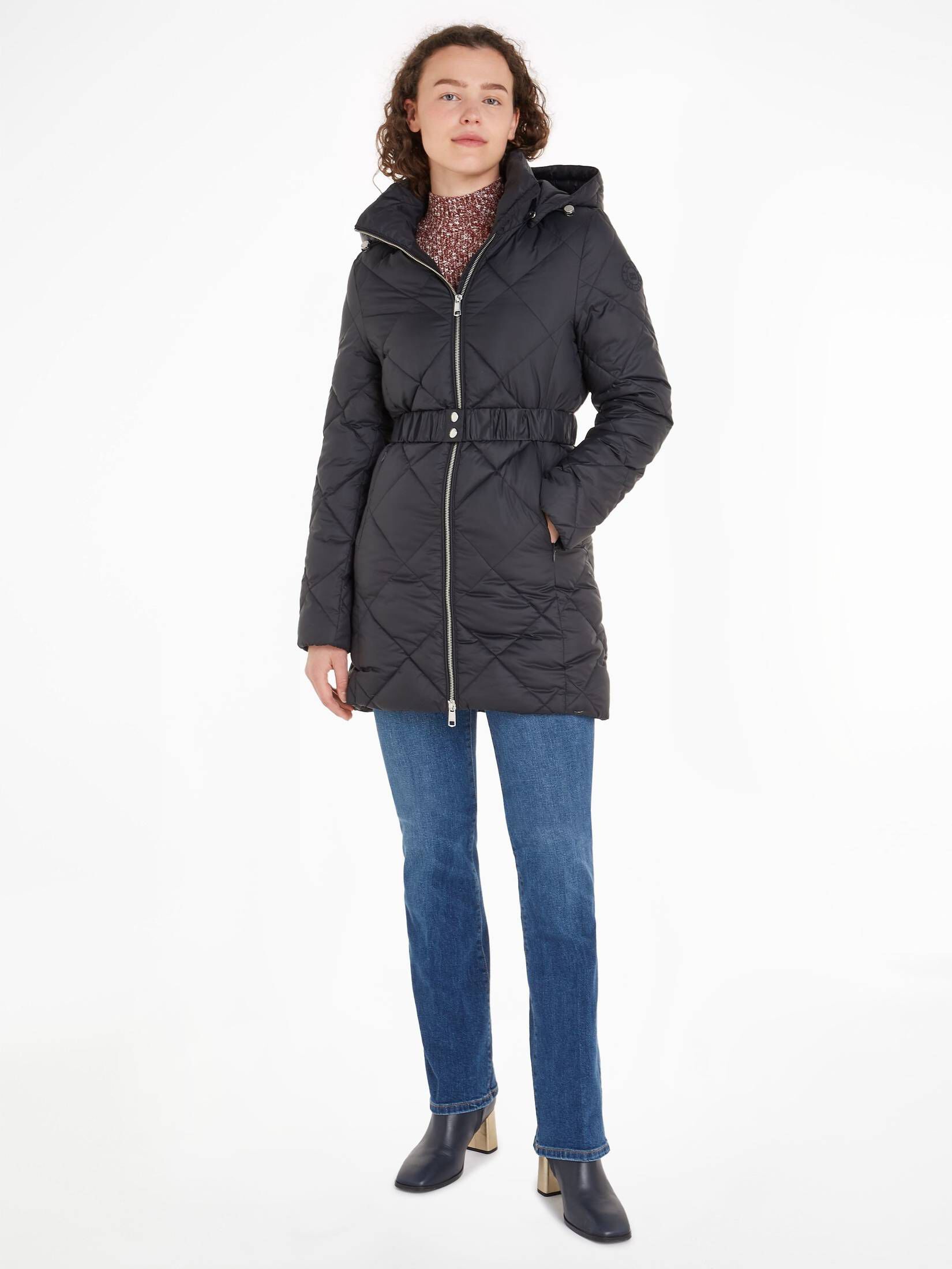 Tommy Hilfiger| Damen Steppmantel mit Kapuze ELEVATED BELTED QUILTED COAT