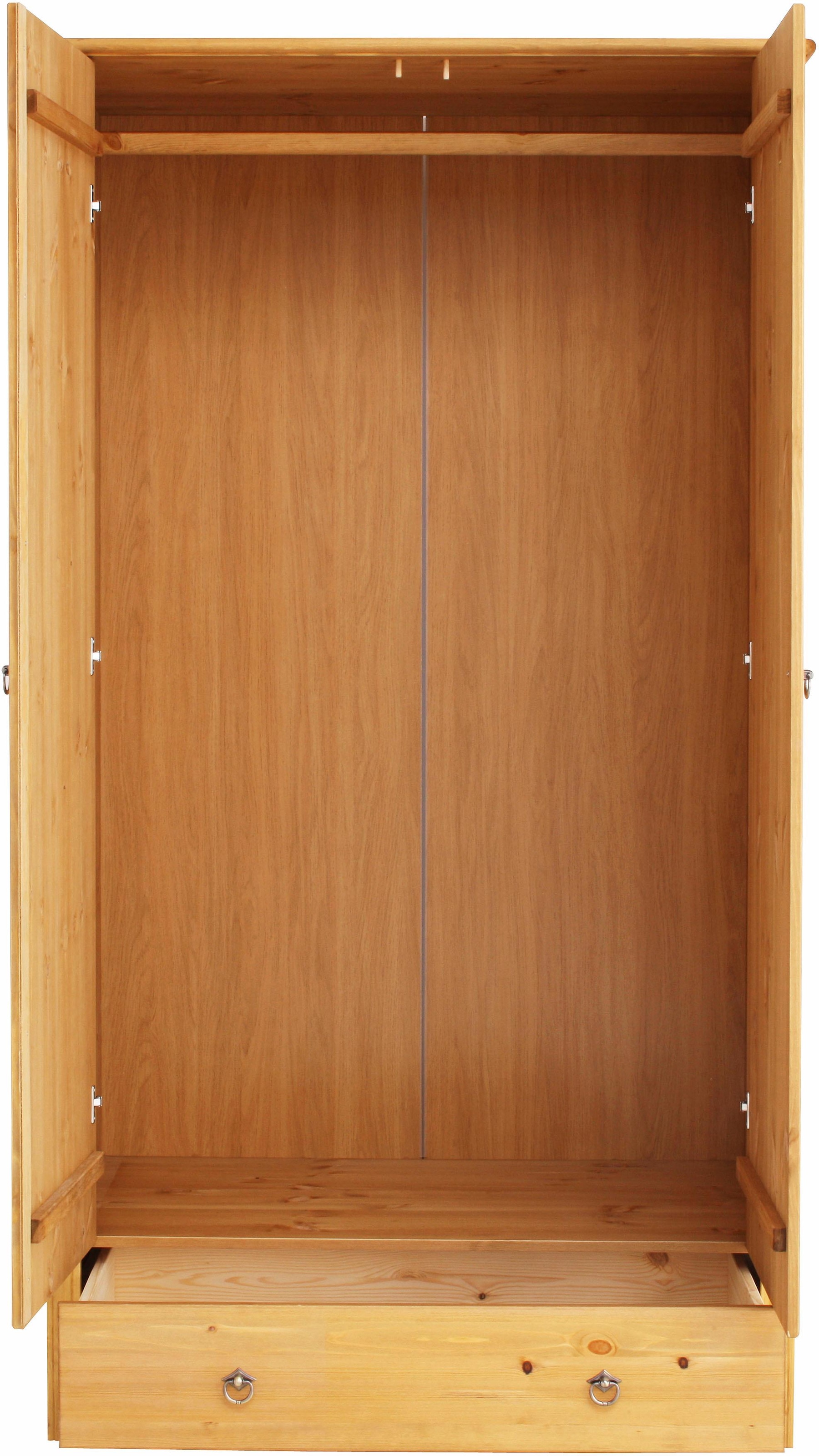 Home affaire Kleiderschrank »Hugo« 3 Breiten: 106/200/245 cm H/T ca. 190/58 cm,  aus massiver Kiefer im Landhausstil, mit Spiegel