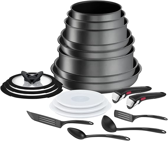 Tefal Ingenio Batterie de cuisine 20 p, Poêles, Casseroles, Induction, Revêtement antiadhésif résistant, Empilable, Compatible lave-vaisselle, Fabriqué en France, Daily Chef On L7619402