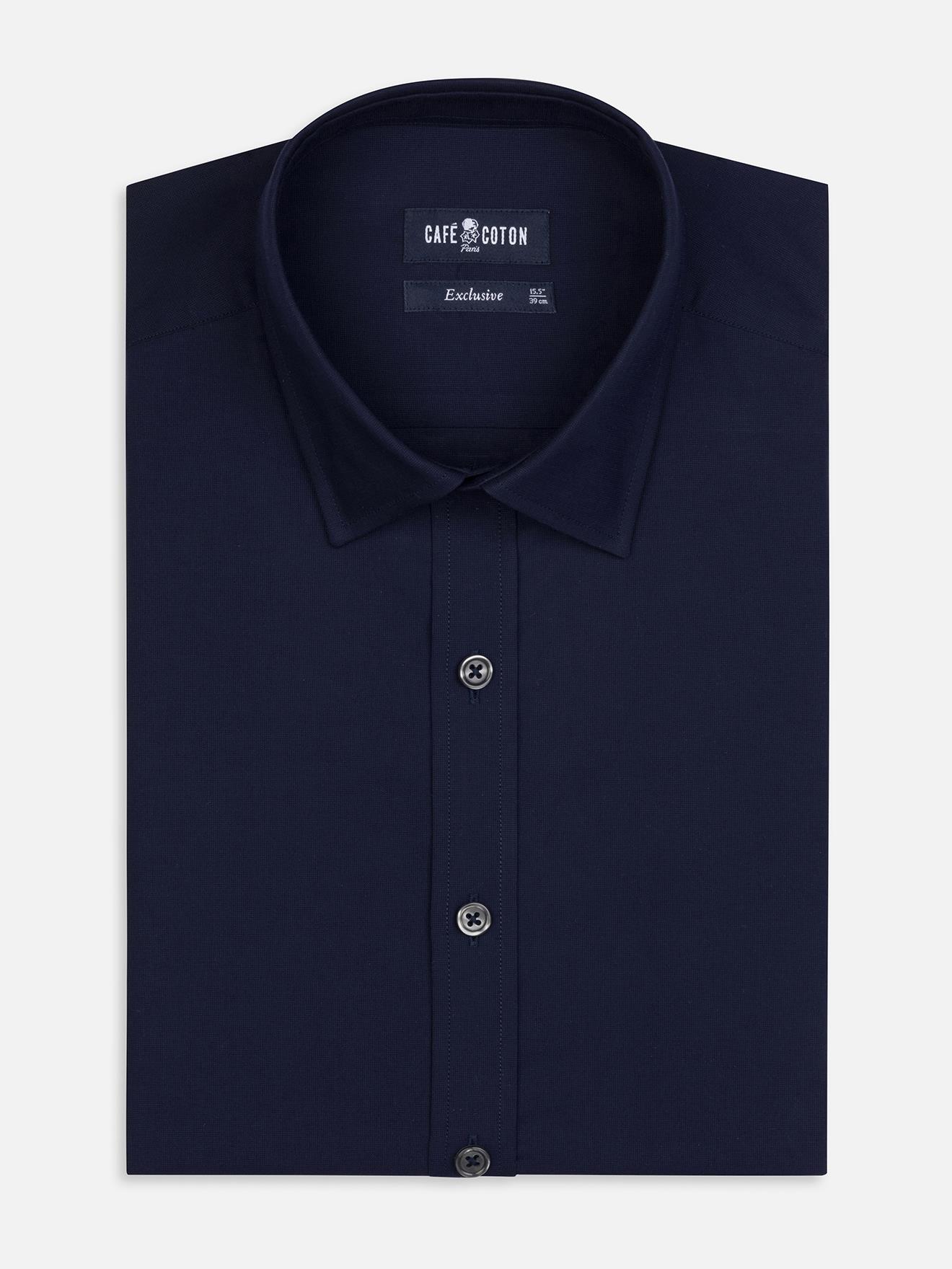 Chemise cintrée Alban marine - Petit col