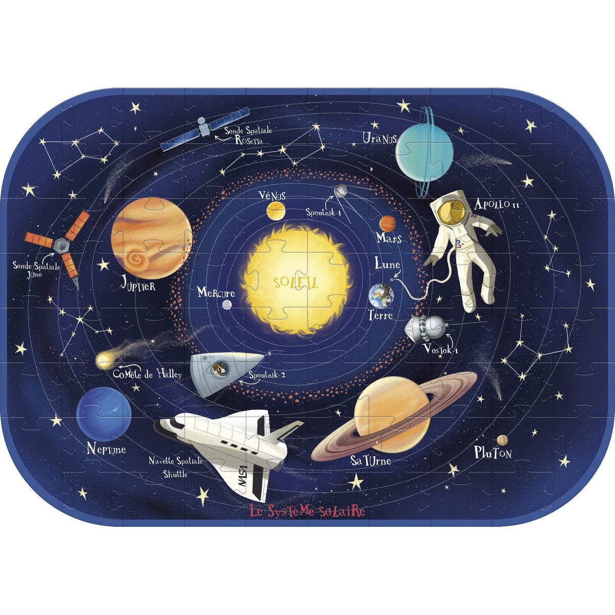 Puzzle éducatif 76 pièces système solaire
