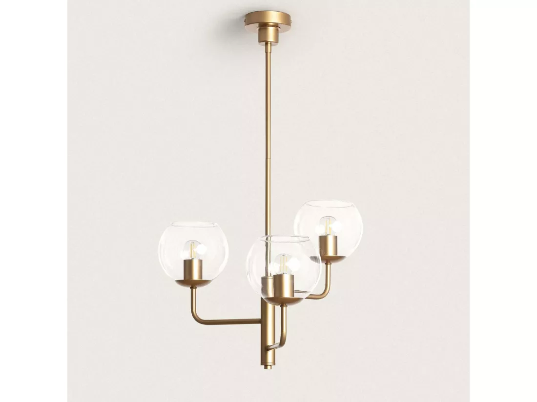 Suspension en métal et verre Tribubble Doré