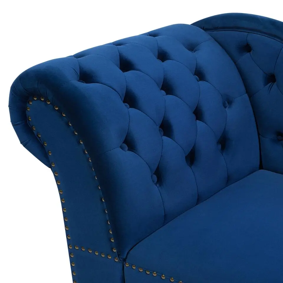 NIMES - Chaise longue - Blauw - Linkerzijde - Fluweel