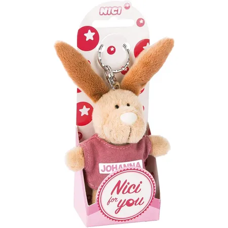 NICI Schlüsselanhänger Hase mit T-Shirt Johanna 10cm, beige