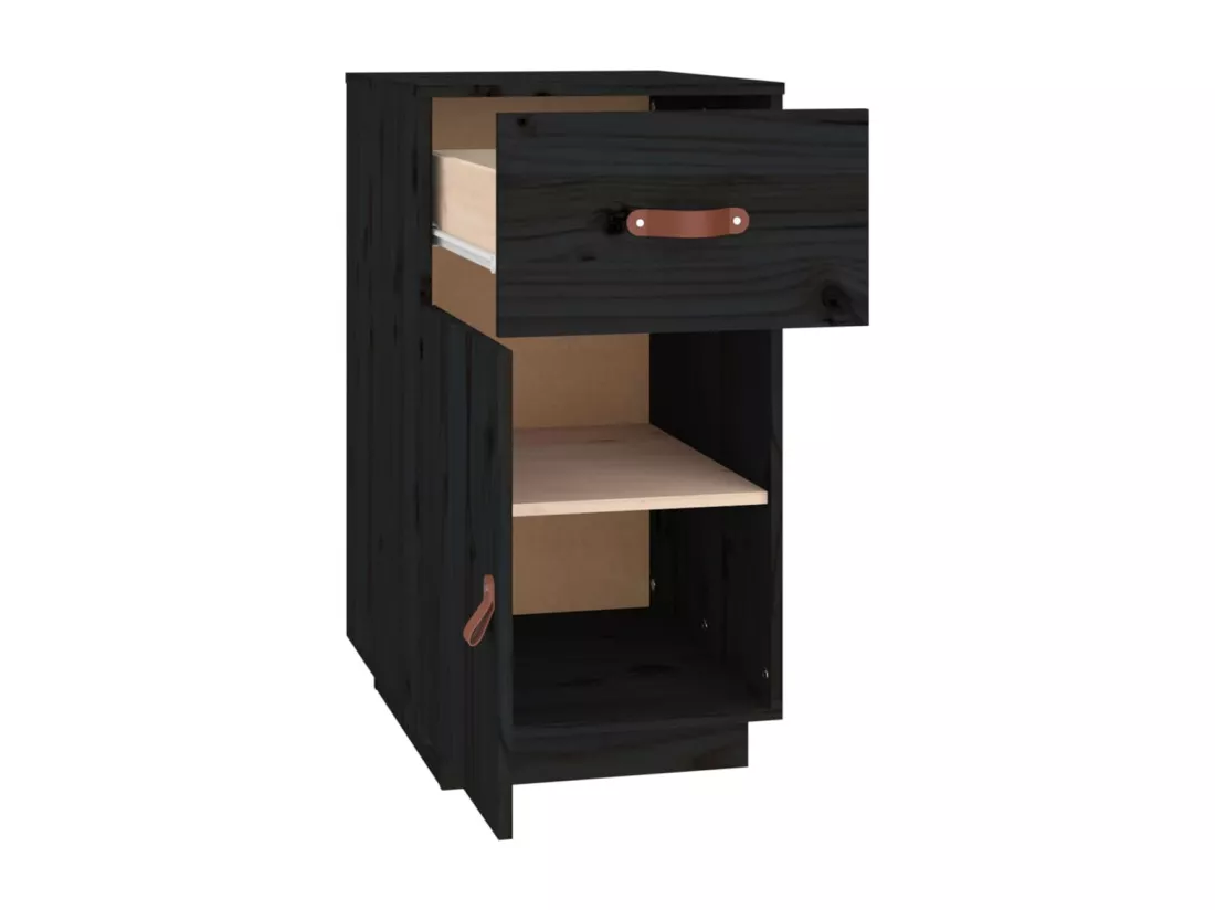 Armoire de bureau Noir 40x50x75 cm Bois massif de pin