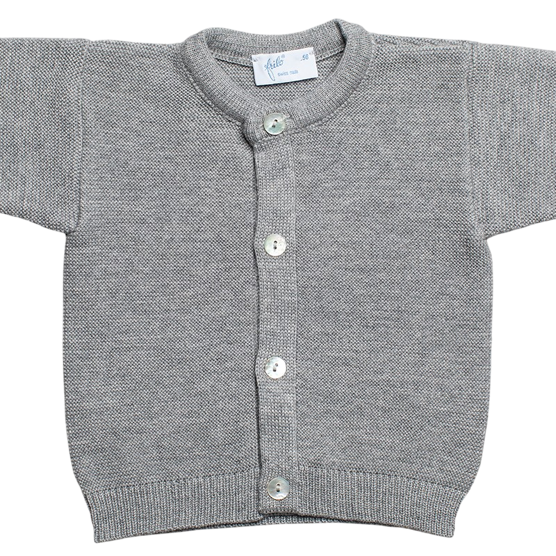 Babyjacke Merinowolle grau-mélange