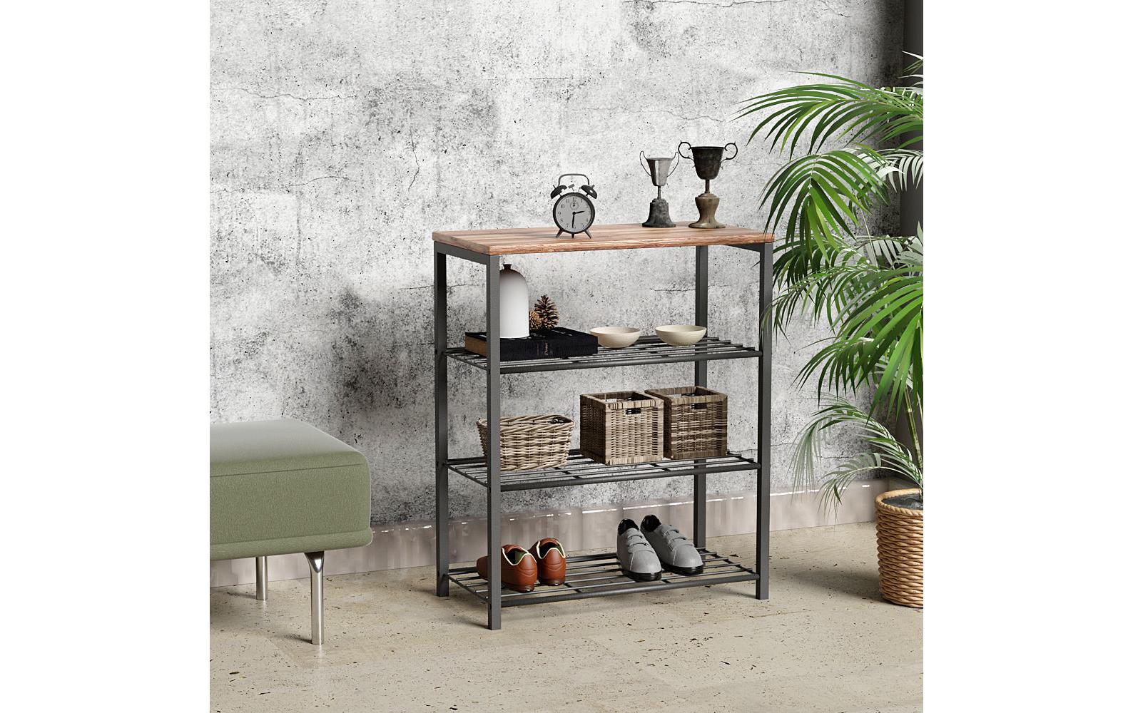 Schuhregal 60 x 66 x 25 cm, Braun/SchwarzSchuhregal