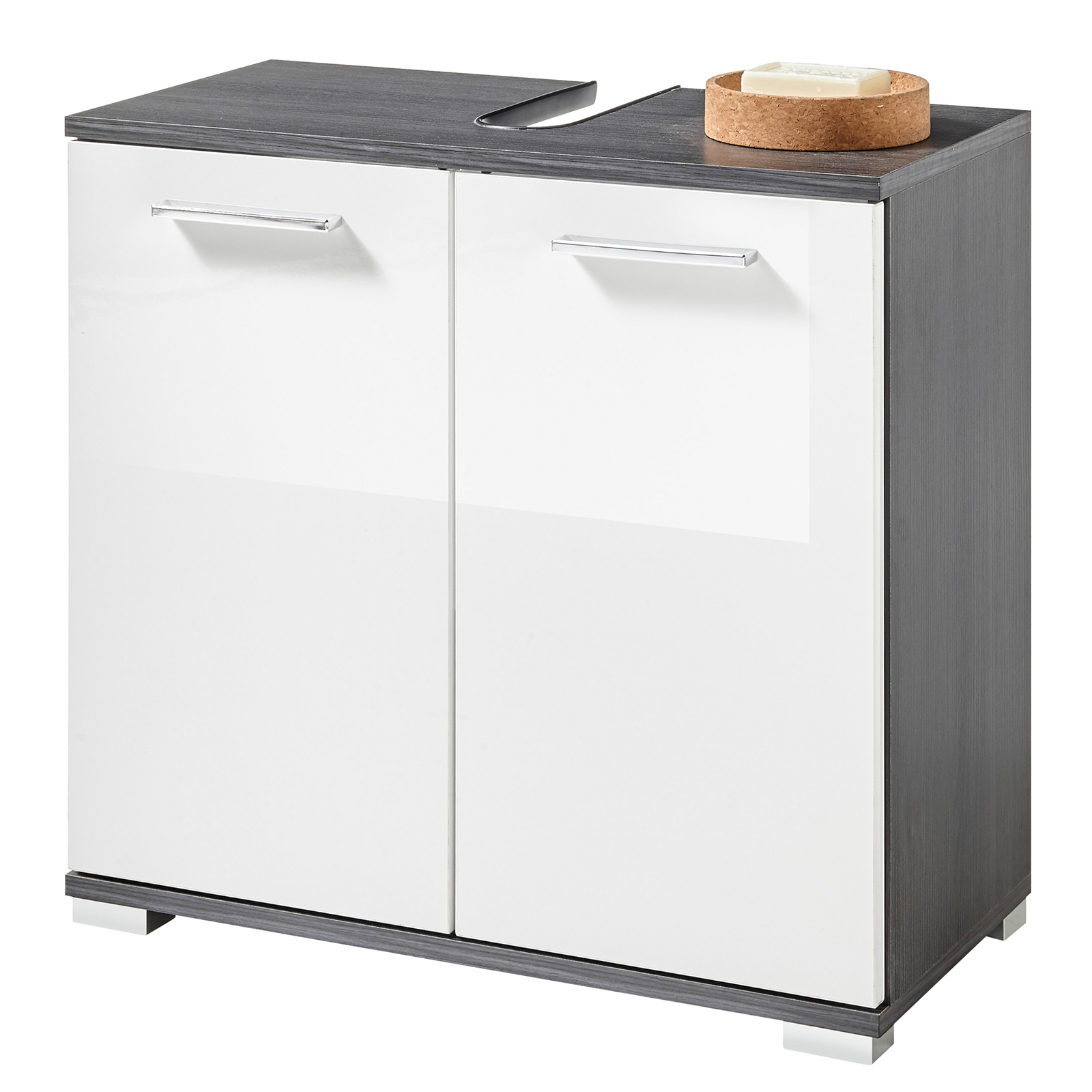 Waschbeckenunterschrank - grau-weiß - 60 cm breit