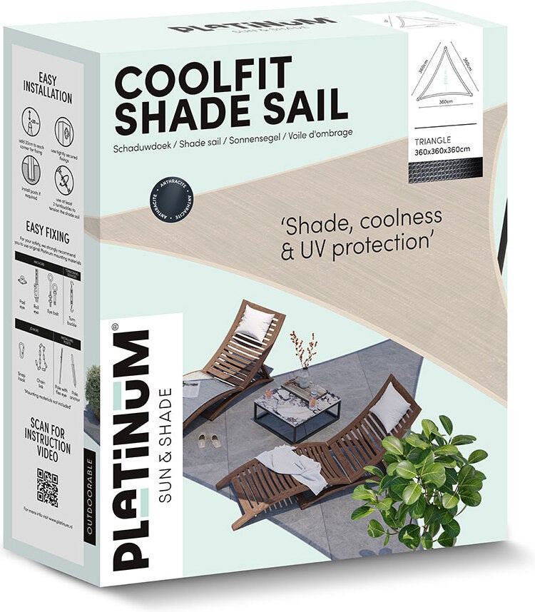 Platinum schaduwdoek driehoek Sun & Shade Coolfit wit 360 x 360 cm
