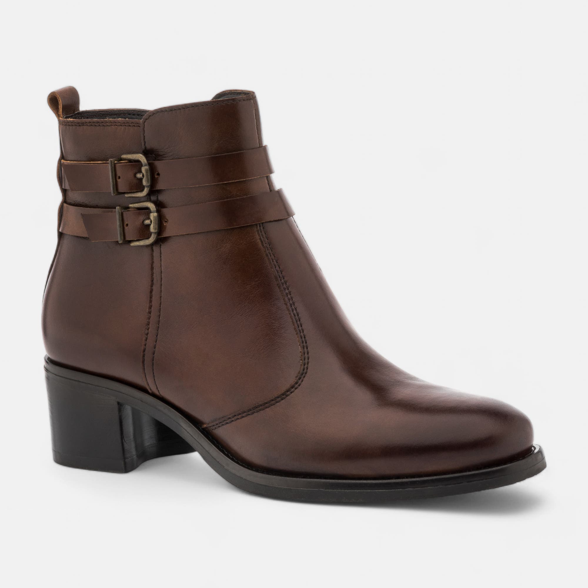 Bottines Femme en cuir cognac