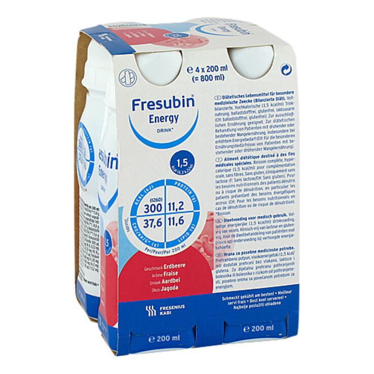 Fresubin Energy Drink Erdbeere Trinkflasche, 4X200 ml