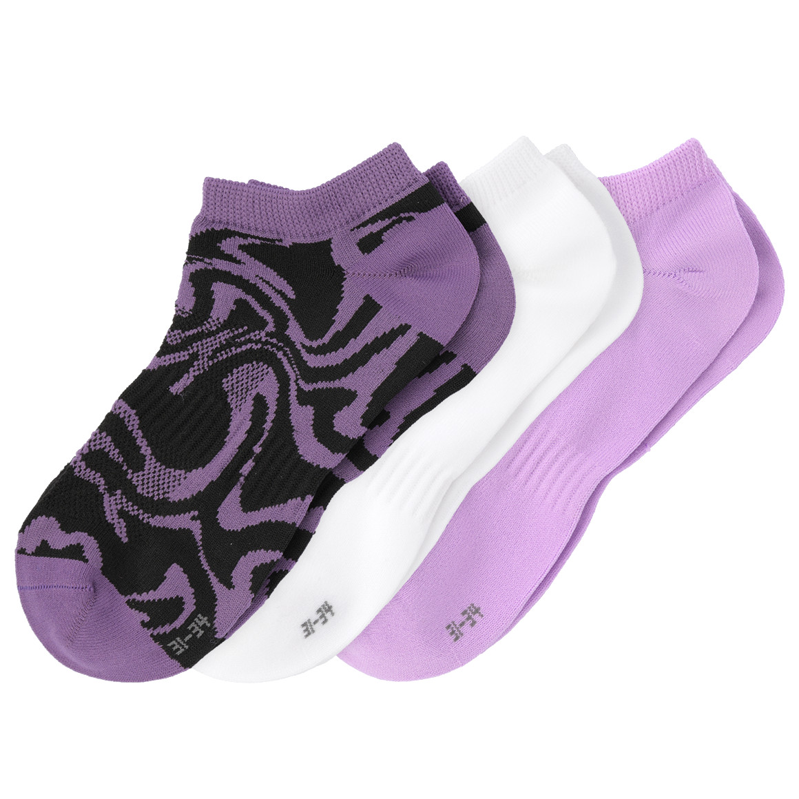 Beatwear 3 Paar Kinder Sneaker-Socken im Set dunkellila / weiss / helllila
