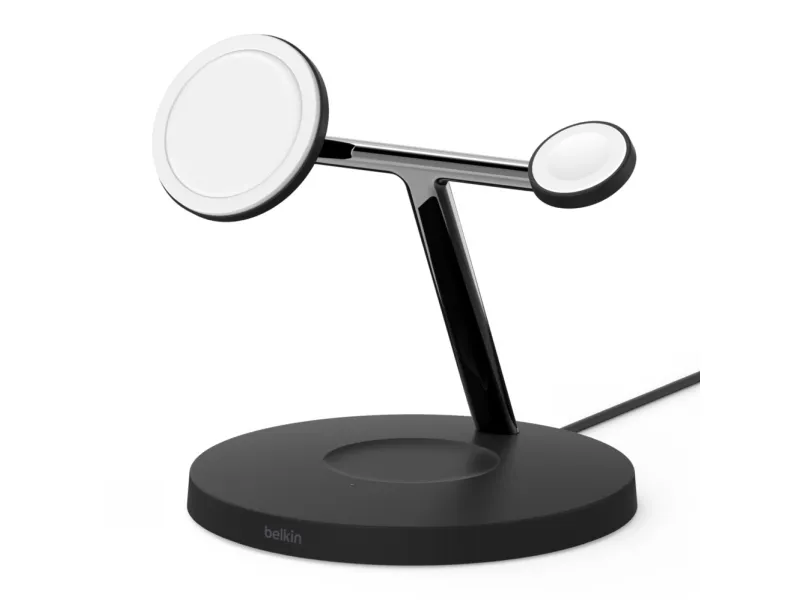 Belkin BoostCharge Pro - Trådløs opladningsstander - med MagSafe   AC-strømadapter - 15 Watt - Fast Charge - sort