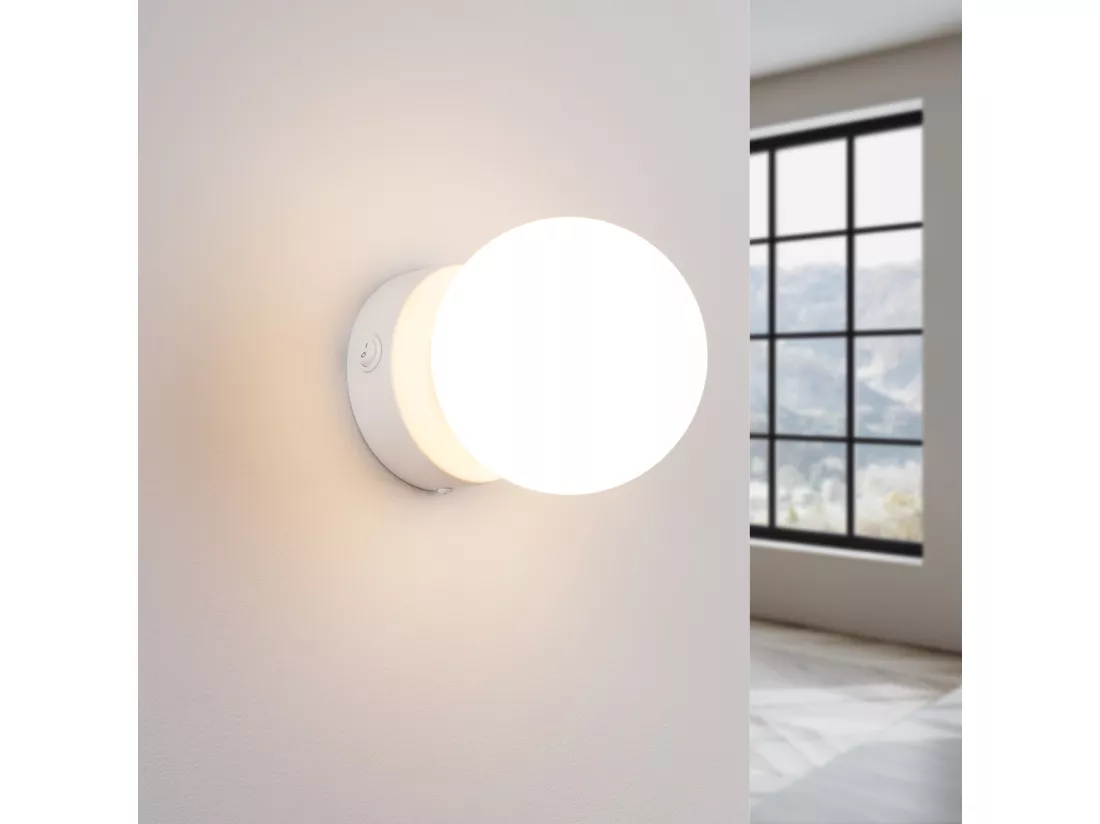 Applique Yoli moderne en acier/verre - 1 sources lumineuses - L.12 x H.12 cm - blanc