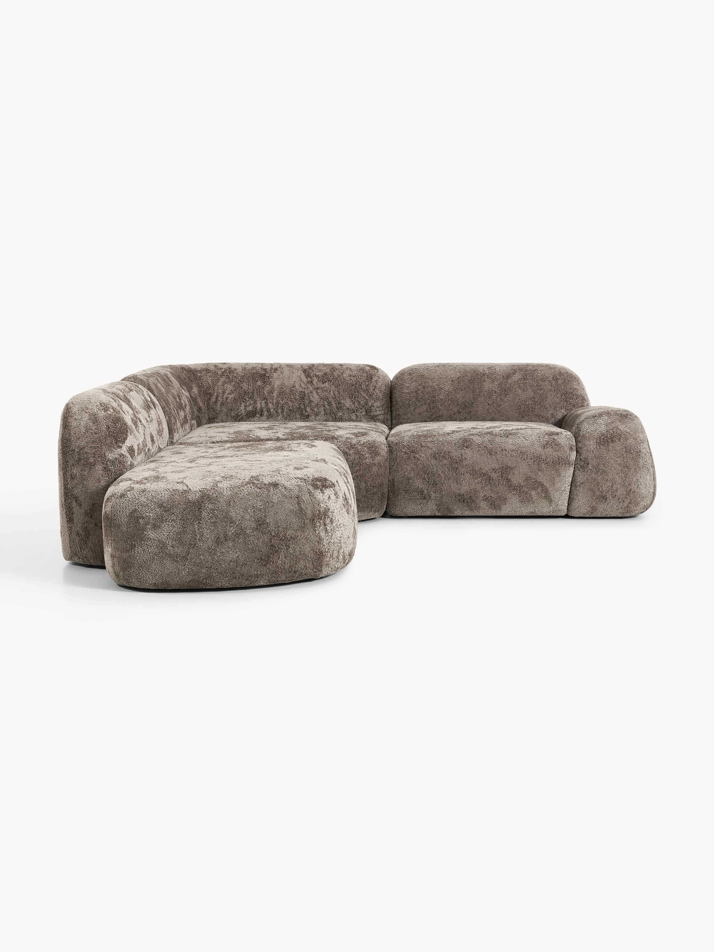 Modulaire teddy-bouclé hoekbank Wolke (4-zits) met chaise-longue