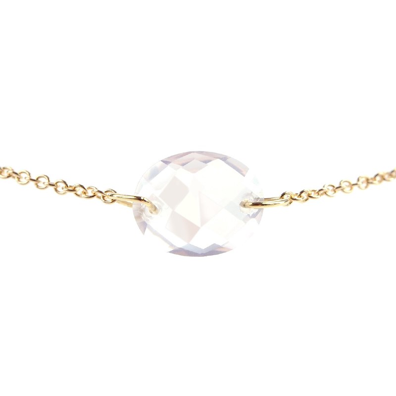 Bracelet chaine or jaune et quartz rose - BeJewels