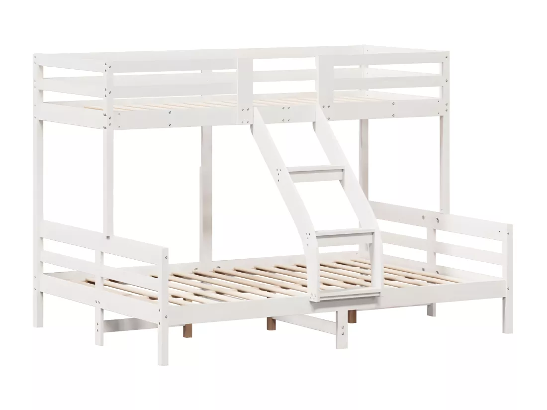 Lit superposé 90x200/140x200 cm blanc bois de pin massif