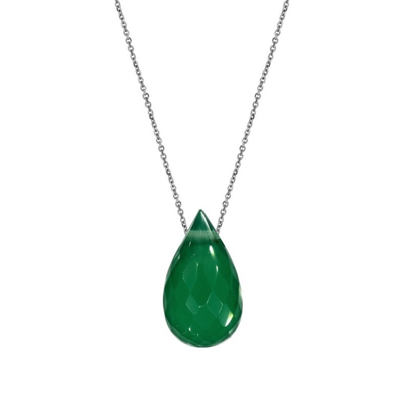 Collier briolette argent calcedoine forme goutte
