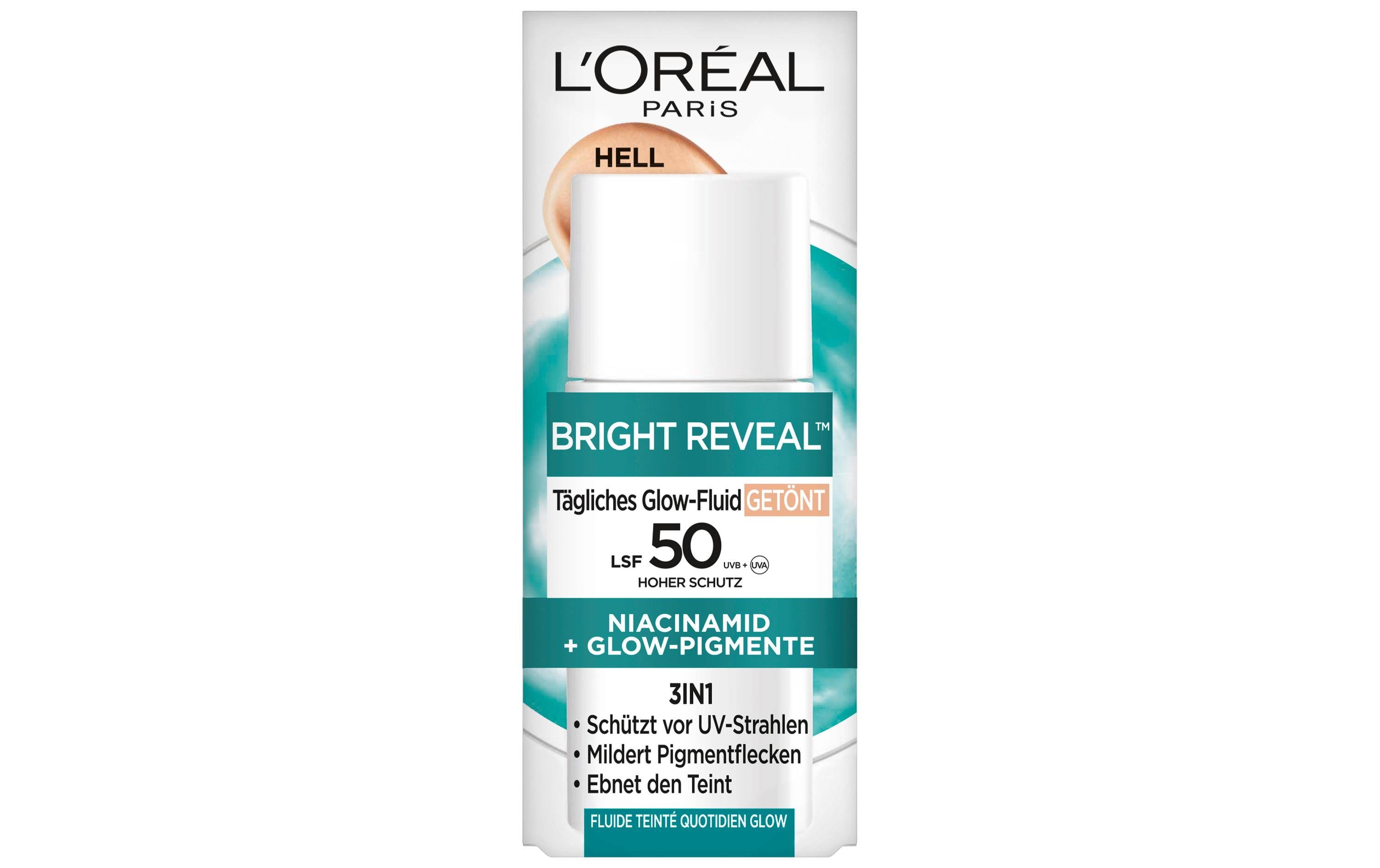 Gesichtsfluid Bright Reveal Tinted 50 mlGlow-Fluid schützt die Haut vor schädlicher UV-Strahlung