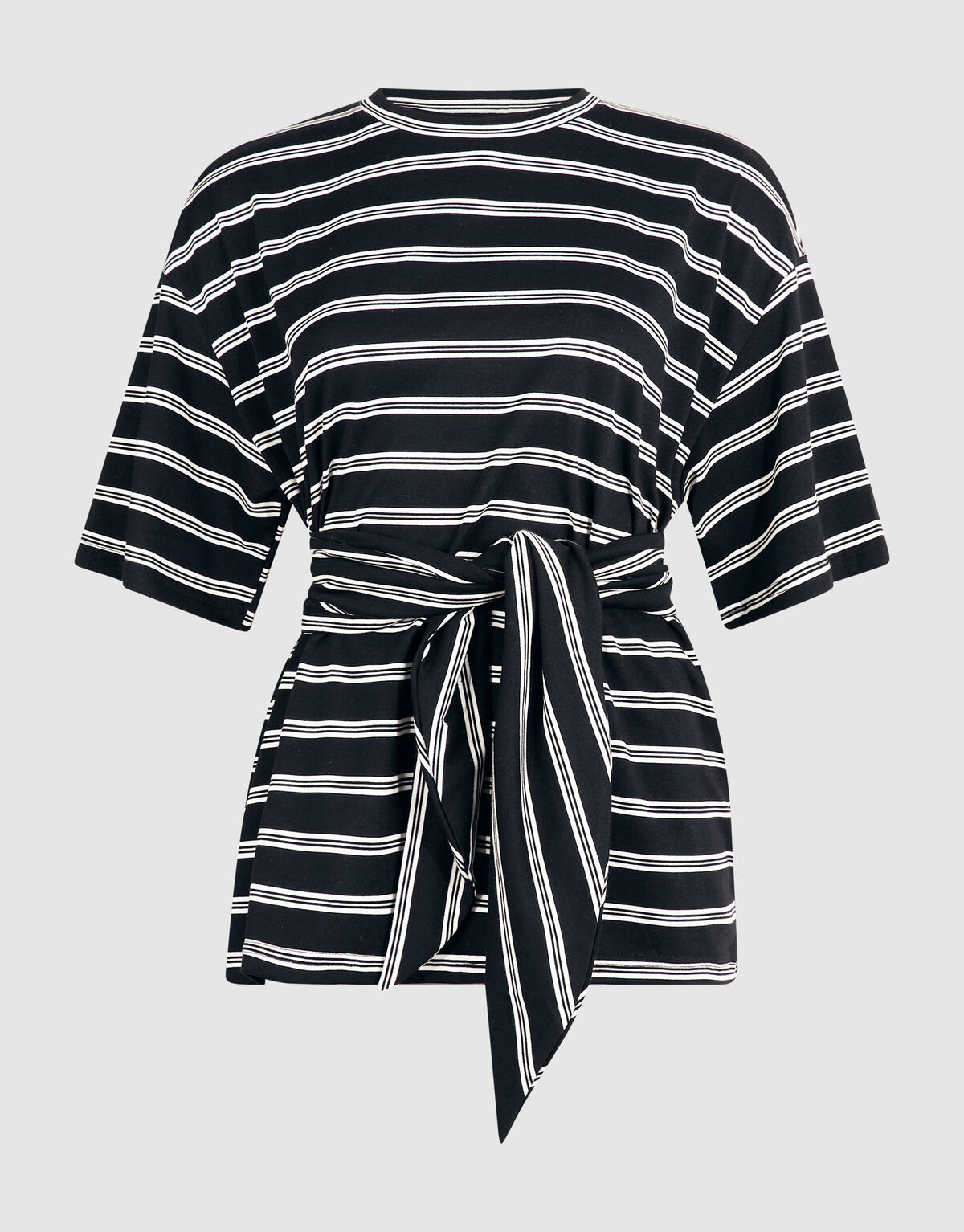 Scarf Striped T-shirt Zwart/Wit