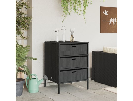 VIDAXL - Armoire de jardin Armoire de rangement de jardin noir 55x59x80 cm résine tress...