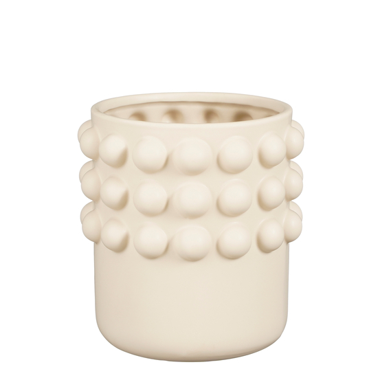 Cache pot Pam rond blanc cassé - H.20,5xD.19,5cm