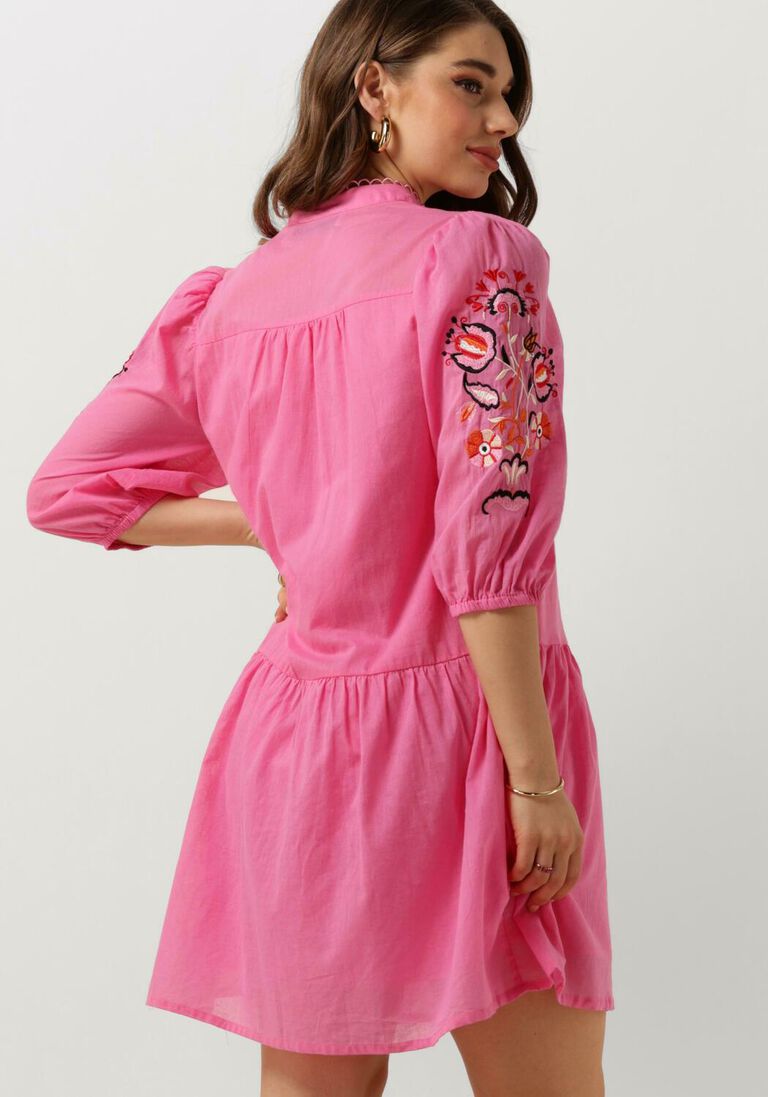 NUKUS roze nukus mini jurk ame dress embroidery