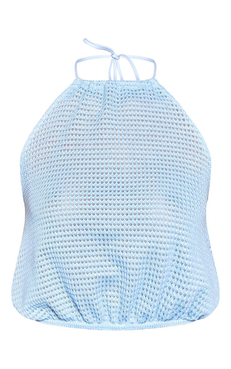 Bleu Layette Ensemble Haut Court Texturé Col Licou