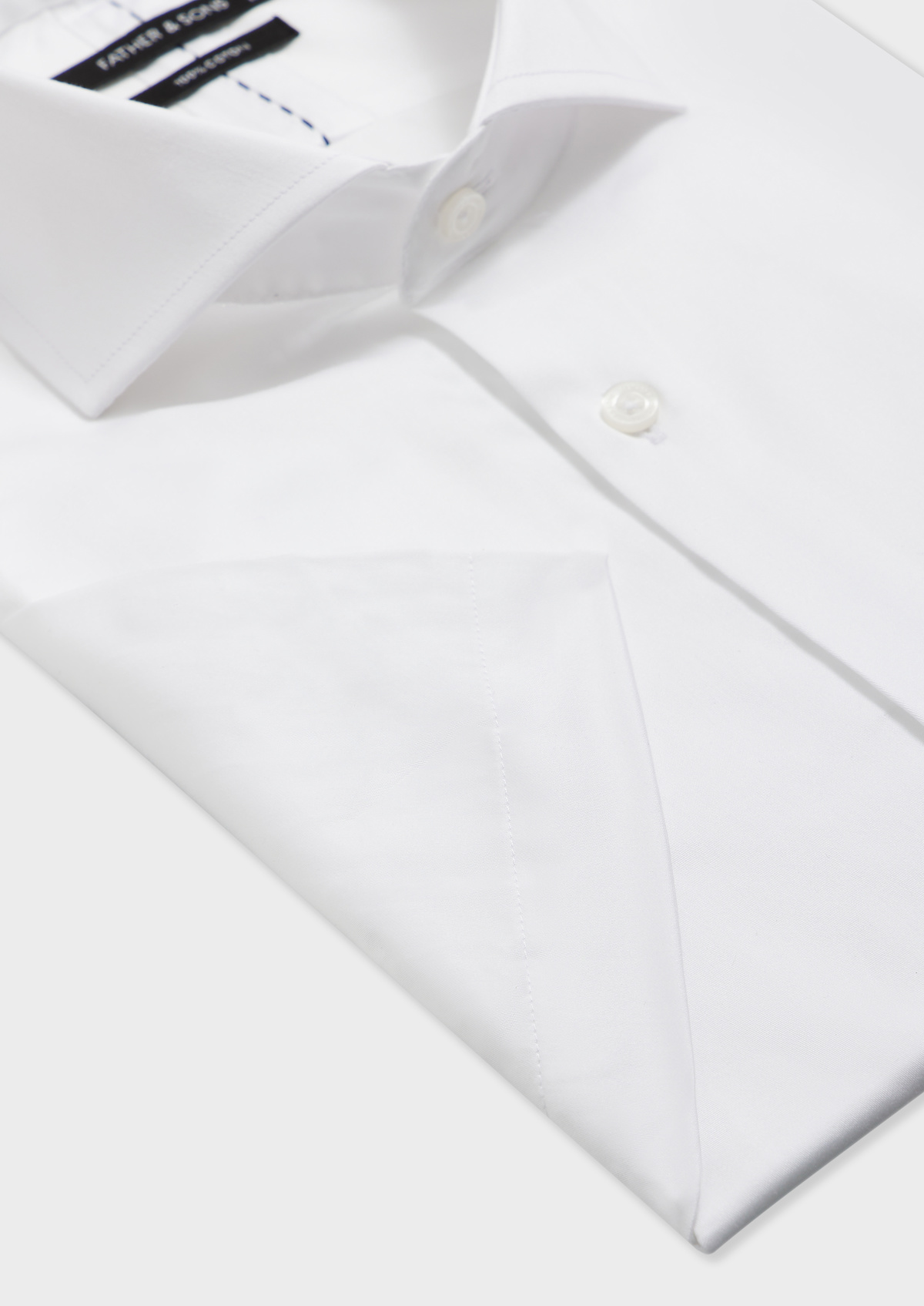 Chemise manches courtes Slim en satin de coton uni blanc