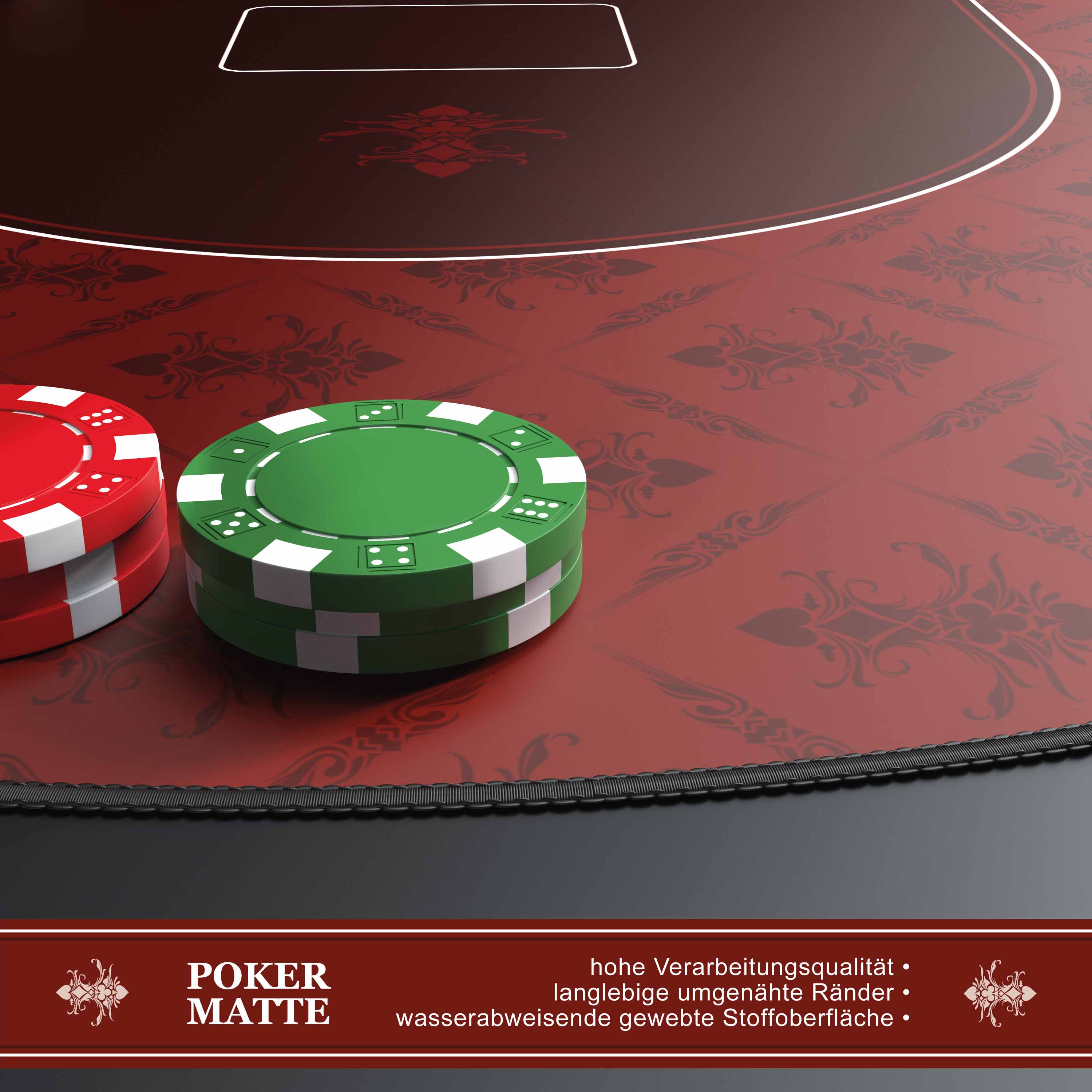CSL Extra große Tischauflage Pokermatte 1000 x 600 mm / Kartenspiel Matte / Ovales Design
