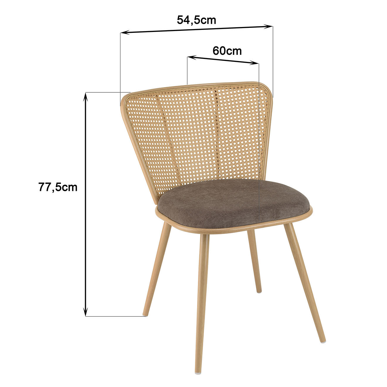 Macabane 2 Chaises Léa taupe - 55x60x78 cm