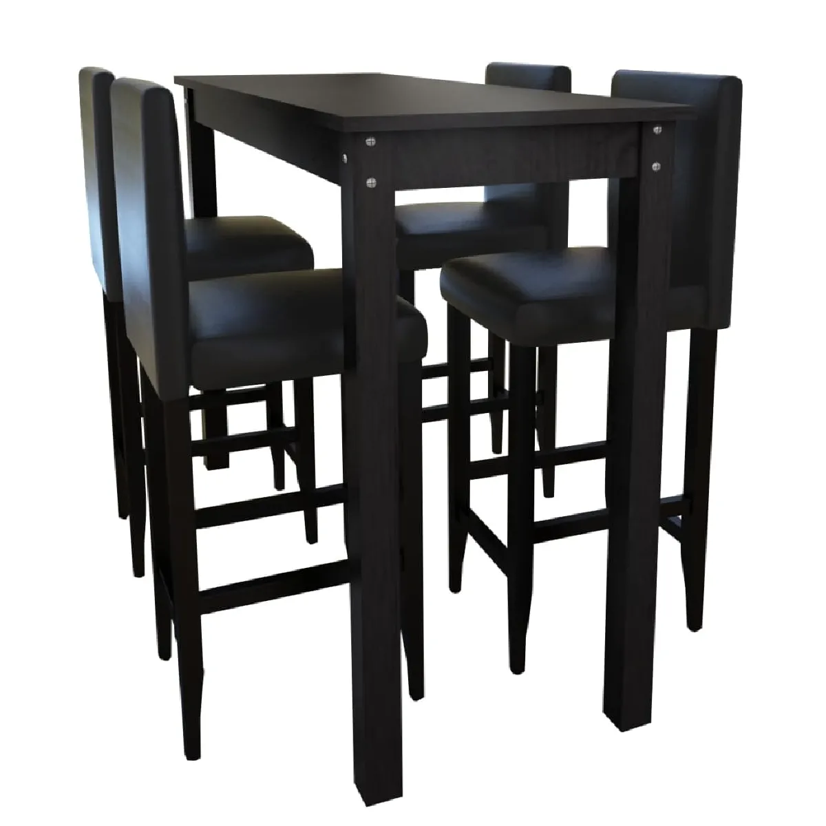vidaXL Set de bar avec tabourets - Noir