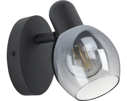 Wandspot, 1-lichts, HxL 10,5x6,5 cm, zwart/transparant
