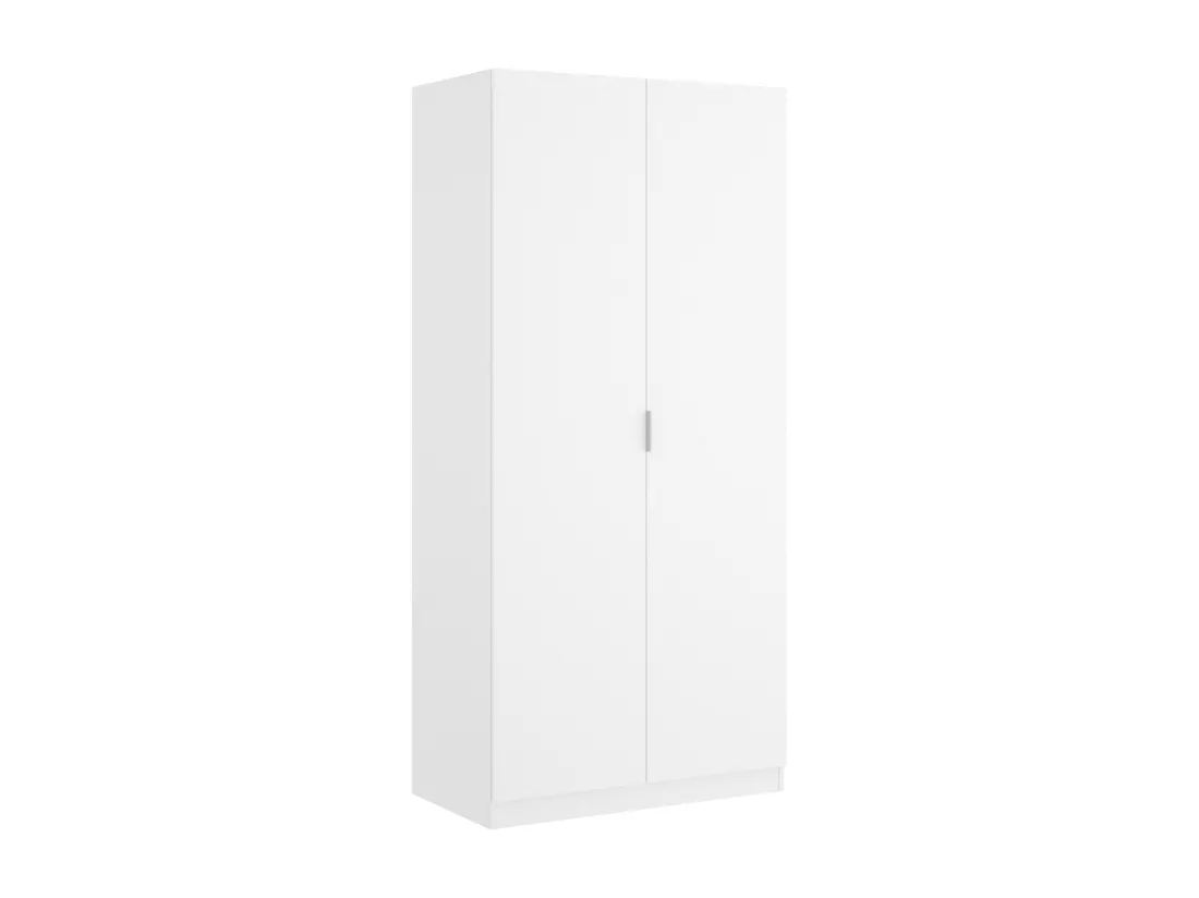 Armoire, meuble de rangement en bois mélaminé avec 2 portes coloris blanc - Longueur 81 x Profondeur 52 x Hauteur 184 cm