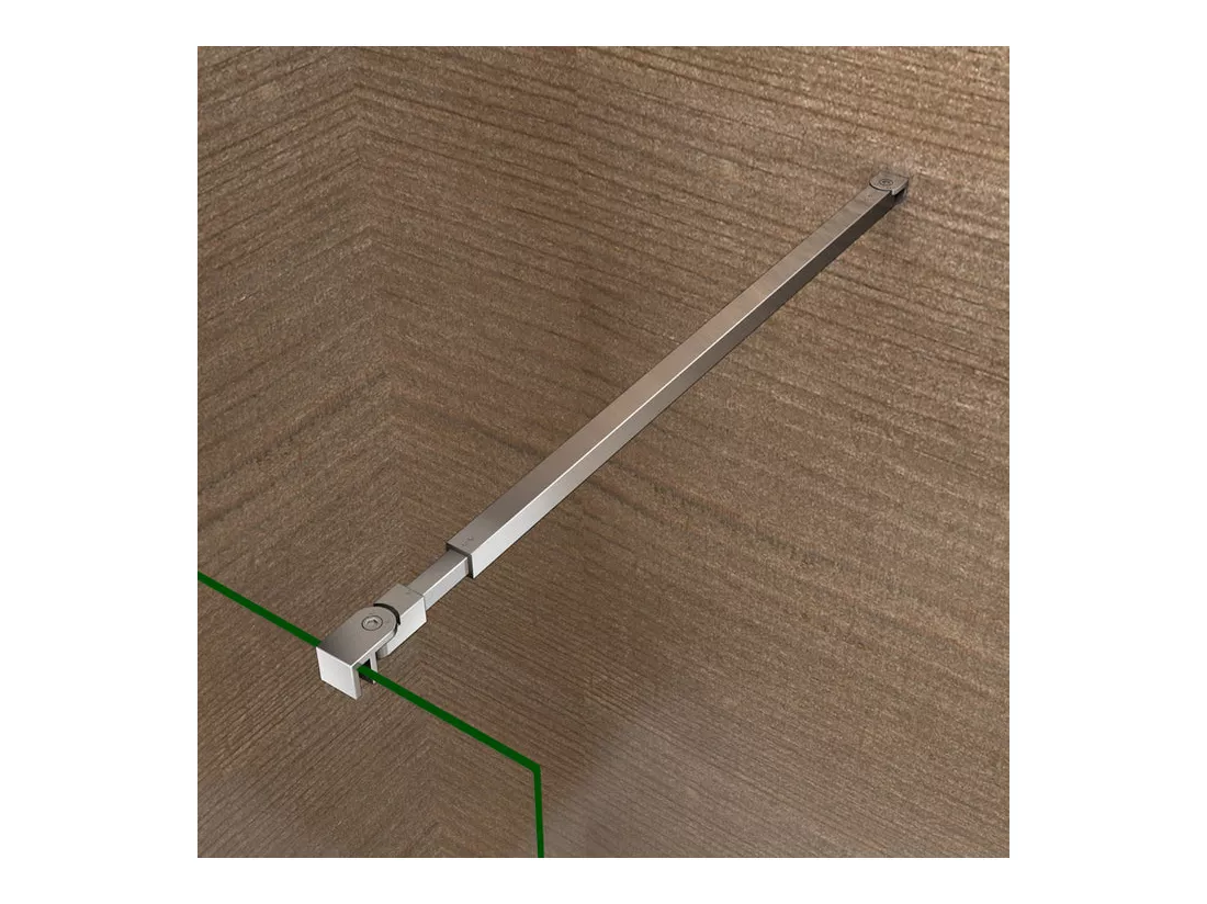 Paroi de douche à l'italienne 90x200cm avec barre de fixation 73-120cm en carré - Chromé - Verre 8mm trempé transparent