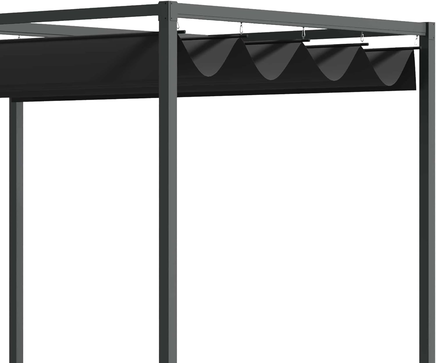 Outsunny Pergola ca. 3x2m Garten Pavillon Terrassendachung Metall Freistehender Gartenpavillon mit Verstellbares Dach, UV Schutz, Sonnenschutz für Terrasse und Garten, Schwarz+Grau