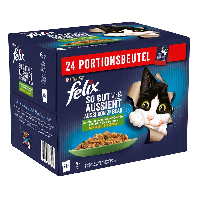 Felix Aussi bon que beau - Tendres Effilés en gelée 24 x 85 g à prix discount sur bitiba.fr