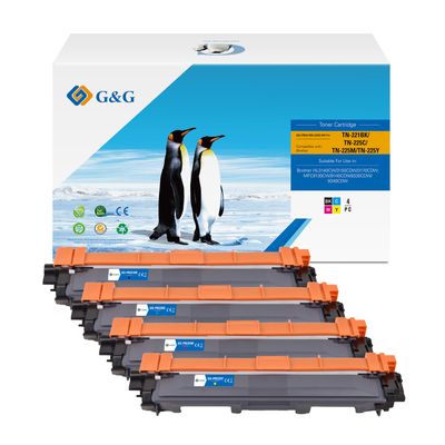 Cartouche laser compatible Brother TN241 - Pack de 4 - noir, cyan, magenta, jaune - G&G