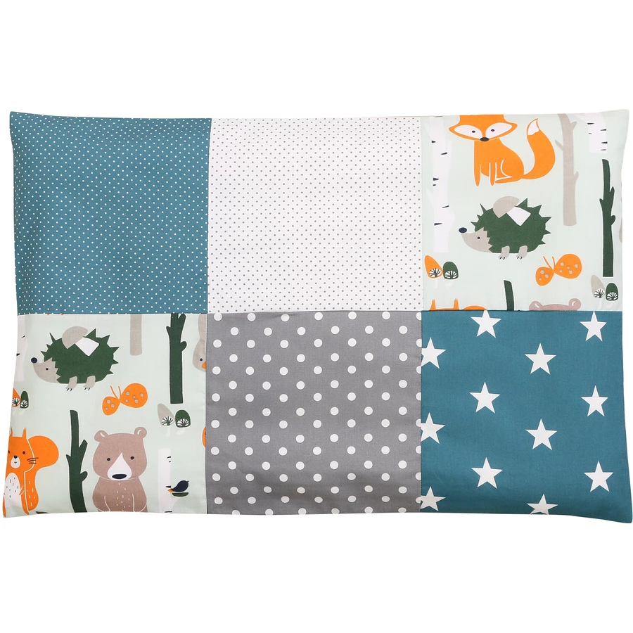 Ullenboom Kinder Bettwäsche-Set Waldtiere Petrol 135 x 100 cm + 40 x 60 cm