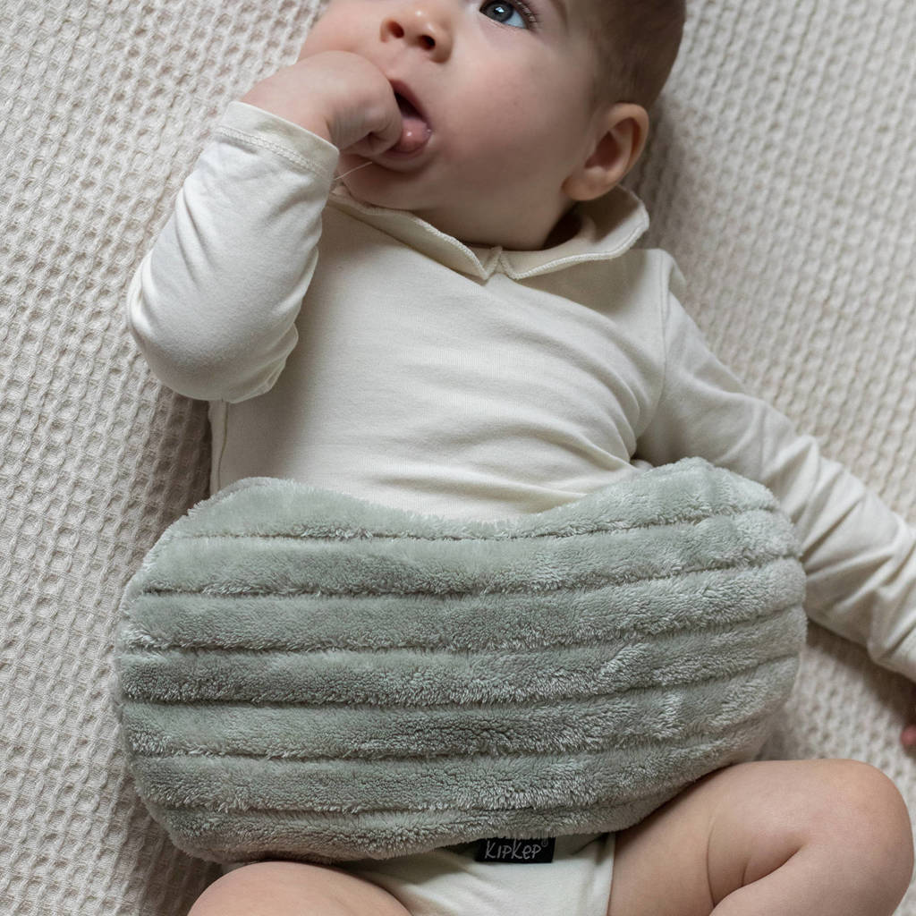 Perfect voor kleine baby buikjesWoller warmtekussen Deluxe Pale green