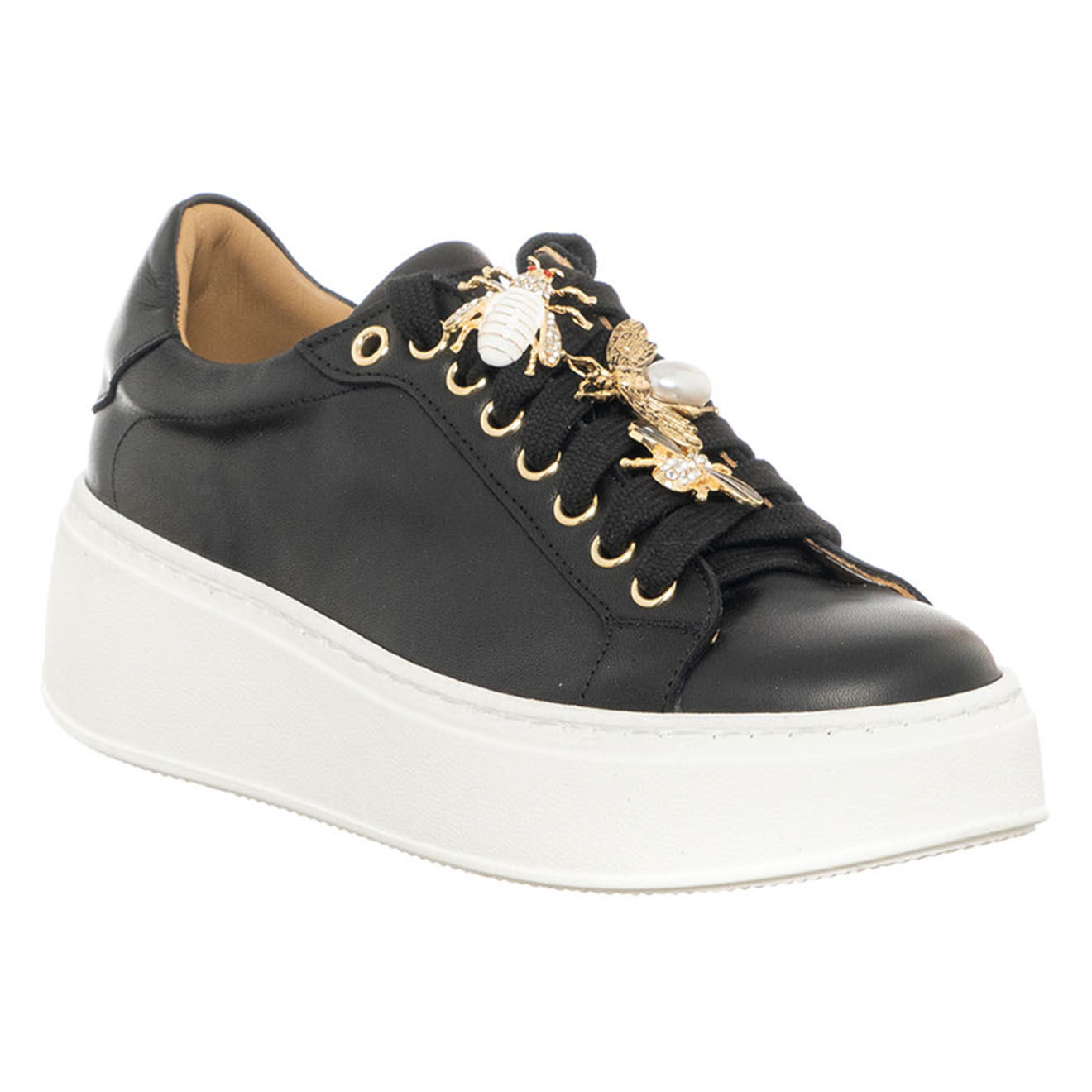 Loretta Pettinari Sneakers en Cuir Achu noir/blanc