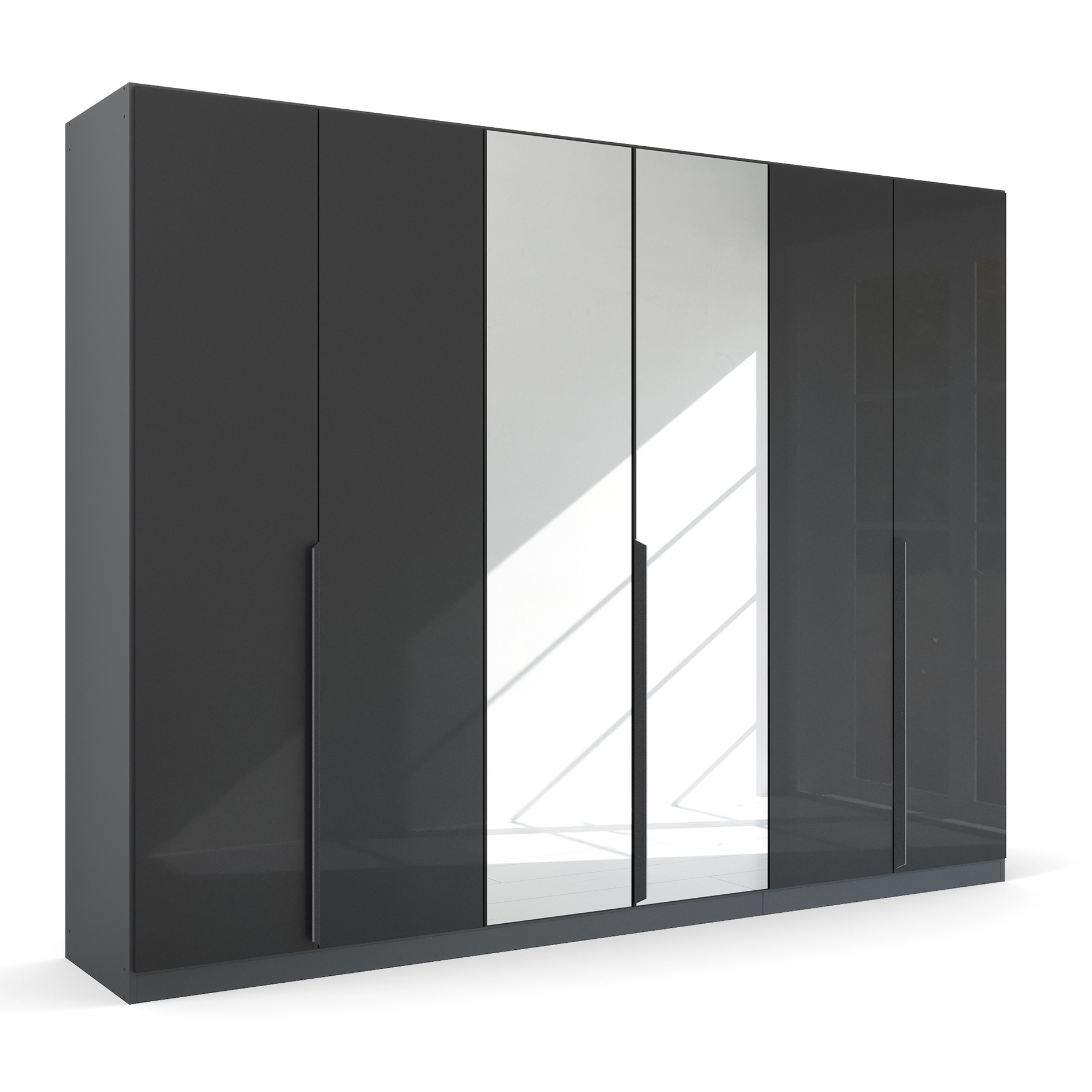 Drehtürenschrank - grau metallic Hochglanz - 271 cm