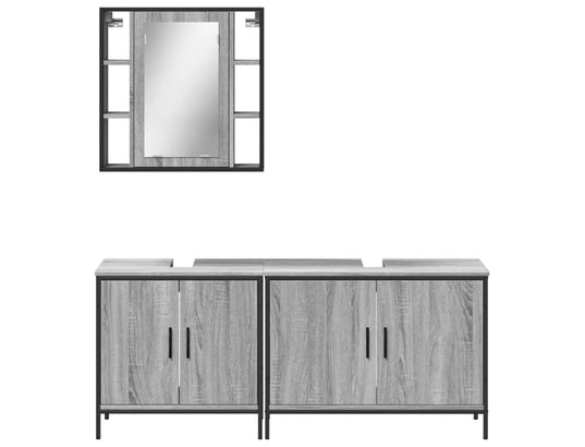 VIDAXL - Ensemble d'armoires de salle de bain 3 pcs sonoma gris